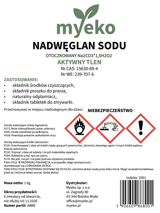 Aktywny tlen, nadwęglan sodu etykieta