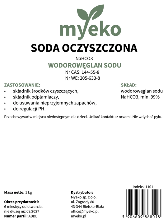 soda oczyszczona, wodorowęglan sodu etykieta