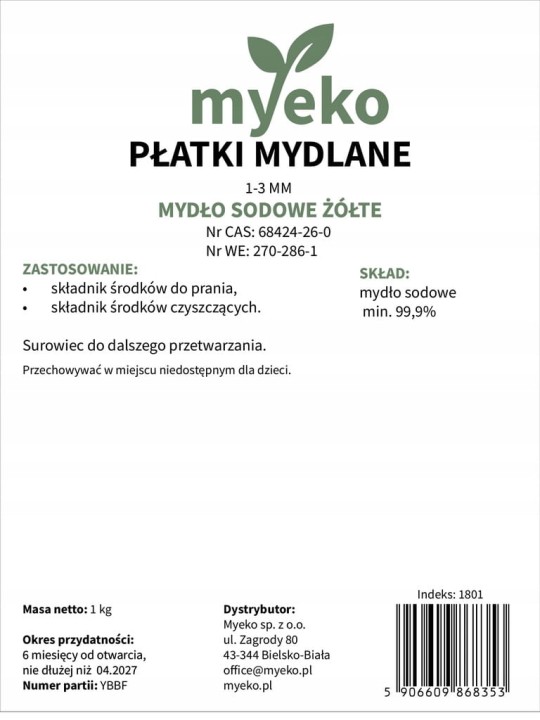 Płatki mydlane naturalne 1-3 mm do prania 1kg