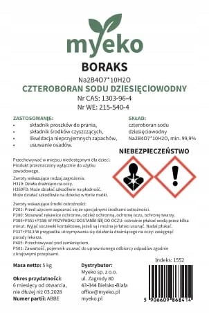 BORAKS BORAX CZYSTY CZTEROBORAN SODU 10-WODNY PRANIE CZYSZCZENIE 5kg