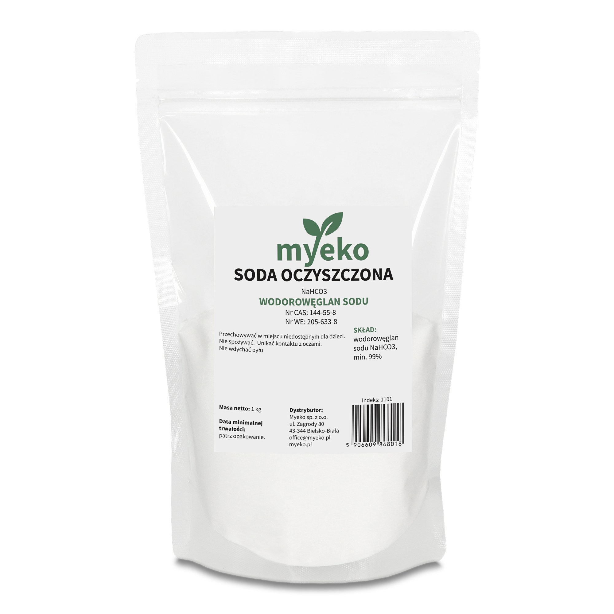 Soda oczyszczona 1 kg myeko – wodorowęglan sodu NaHCO3